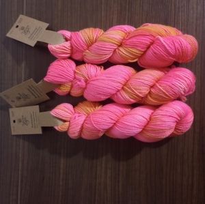 3 Yarn Bee hand-dyed in Neon Watermelon hanks